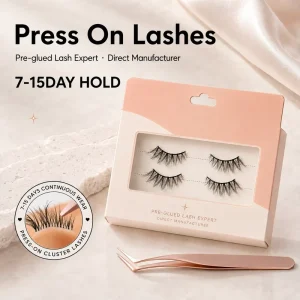 7-15 Days Hold Self Adhesive Full Strip Eyelashes Handmade Press On Half Band Glueless Eye Lashes No Glue Need
