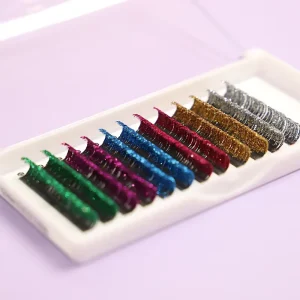 7-15mm Glitter Individual Handmade Vegan Cruelty Free Eyelash Extensions Classical Matte Style Coloured False Eyelashes Private