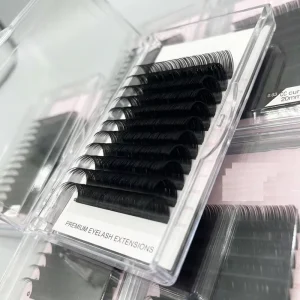 高品质哑光纯黑睫毛 7-16 毫米 C/CC/D 卷曲丝质浓密假睫毛
