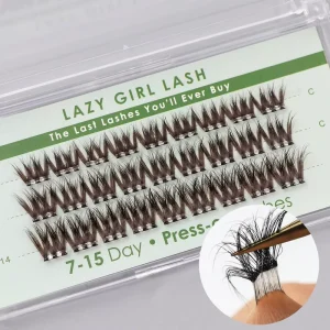 7 Days Handmade Press on Wispy Cluster Lashes Kit Waterproof Vegan Cluster Eyelashes 7 10 Day Reusable Full Strip No Glue Needed