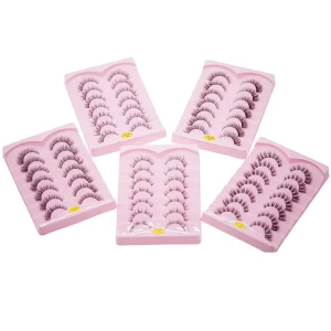 7 Pair 3D Full Strips Cosplay Eyelash Extensions Natural Wispy Fairy Cross Lashes Synthetic Material for Makeup Use