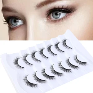 7 Pair Short Natural False Eyelashes Black Band Multi Pack Daily Wear Easy Application