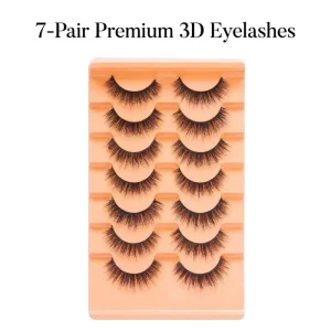 7 Pair Tray Fluffy Style False Eyelashes Soft Volume Lashes Faux Mink Full Strip Eyelashes Handmade Natural Style False Eyelash