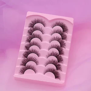 7 Pairs 25mm 3D Faux Mink Synthetic False Eyelashes Handmade with Custom Logo Colorful Fiber PBT Material