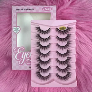 7 Pairs 3D Wispy Faux Mink Strip Eyelashes Black Cotton Band Natural False Lash for Makeup Full Strip Eyelash