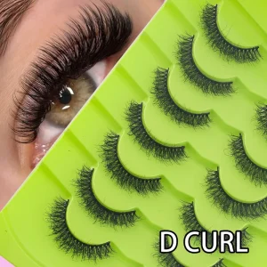 7 Pairs Cat Eye Fluffy Lashes Winged Faux Mink False Eyelashes Natural Elongated Look Soft Lightweight Black Band for Women GP37