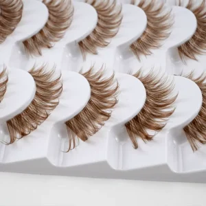 7 Pairs Color Lash Private Label Full Strip Lashes Faux Mink Reusable Brown Eyelashes Lightweight Natural Long Wispy Eyelashes