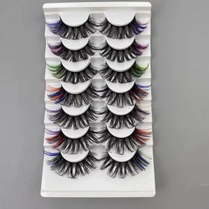 7 Pairs Colorful Synthetic 8-15MM Length B/C/D/CC for Reusable Handmade Full Strip Eyelashes