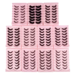 7 Pairs Cruelty-Free Handmade Synthetic Hair Cat Eye Faux Mink 8D Wispy Lashes Pack Dramatic Long Thick Volume Eyelashes