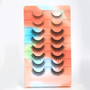 7 Pairs Eyelash Artificial Synthetic Cc Curl 5D Clear Band Coloured Mink Faux False Eye Lash Eyelash Full Strip Lashes