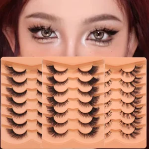 7 Pairs Eyelashes 10mm-22mm Short Natural 3D Lashes Winged Cat Fox Eye Lashes