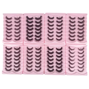 7 Pairs False Eyelash Whispy Fluffy Lashes Short Full Strip Lashes Custom Lash Boxes with logo