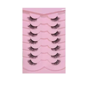 7 Pairs False Fluffy Eyelashes 5D Natural Black Band Wispy Silk Half Lashes