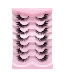 7 Pairs Firm-stem Long-tailed Synthetic Hair False Eyelashes One-piece Natural-looking Comic-style Little Devil Lashes Black