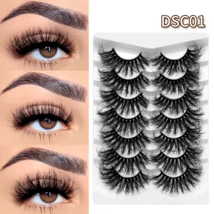 7 Pairs Fluffy Eye Lashes High Quality Curl Wispy Faux Mink Lashes Handmade Full Strip False Eyelashes