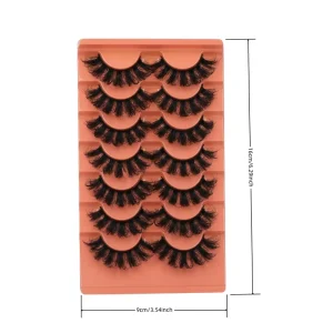 7 Pairs Fluffy Faux Mink Lashes Wispy False Eyelashes Thick Volume Fake Lashes Curly Fake Eyelashes