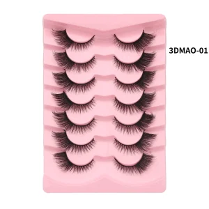 7 Pairs Fox Eye Full Strip Lashes Thick Full Fluffy Mink Strip Lashes Full Lash Strip Fluffy Mink Eyelash Vendor