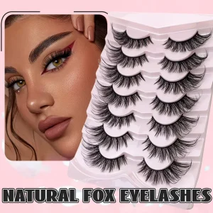 7 Pairs Fox Eye Strip False Eyelashes Black Band Outer Corner Elongated Lashes Versatile Eyelashes for Daily Makeup