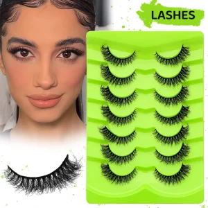 7 Pairs Full Strip Eyelash Fluffy Black Cotton Band Eye Lashes High Quality Beauty Supplies Faux Mink False Eyelashes
