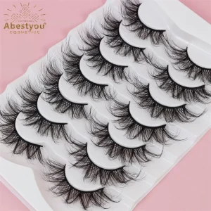 7 Pairs Full Strip Russian Fluffy Faux Mink Lashes Dramatic 5D Individual Eyelashes Eyelash Packaging