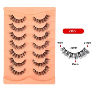 7 Pairs Handmade Self adhesive 3D Effect for Volume Natural for Synthetic Fiber Black Band Strip False Eyelashes