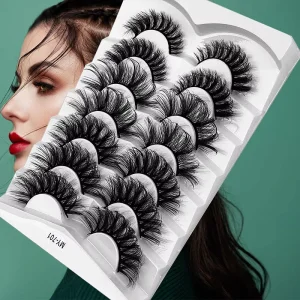 7 Pairs One Tray Best Selling 8D 25mm Full Strip Lashes Fluffy Eyelash Vendor Full Strip Lashes Fluffy Lashes