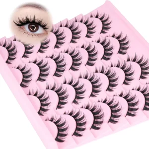 7 Pairs Silk Semi Hand Made Strip Lashes Black Cotton Stalk 0.07MM Thickness Natural Soft Reusable False Eyelashes