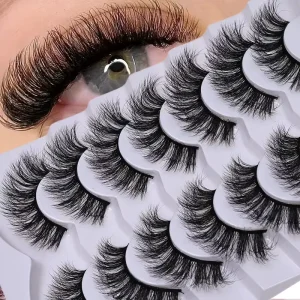 7 Pairs Thick Curly Full Strip Eyelashes Natural Style Handmade for Women