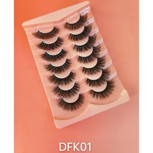 7 Pairs Tray Dramatic Silk Faux Mink Eyelashes Fluffy Full Strip Eyelashes Handmade Natural Style False Eyelash