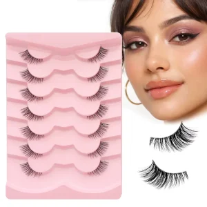 7 Pairs Wispy Half Clean Band Eyelashes Faux Mink Lashes Beauty Eye Lashes False Eyelashes for Makeup
