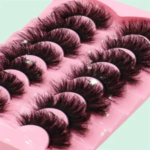 7 Pairs of 3D Realistic Fluffy False Eyelashes Mixed Lengths Reusable and Durable Multi-layer Effect Full Strip Lashes Extension