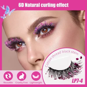 7 Pairs tray Free Sample Diamond Glitter Sequins Faux Mink Eyelashes Handmade Natural Soft Glow Dark Cruelty Free for Stage