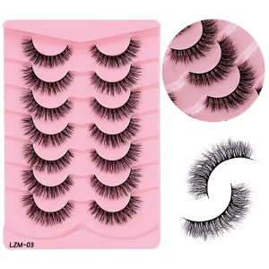 7 Pairs/tray Super Fluffy Soft 3D Stereo 25mm Faux Mink Full Strip Lashes Natural Comfortable Durable Handmade Box Model