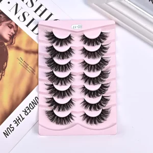 7 Pairs tray Super Soft 6D Multi Layered 8 18mm Faux Mink Full Strip Lashes Cruelty Free Natural Comfortable Durable