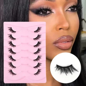 7 Row Half Length 3D False Eyelashes Thick Natural Curved Multi Layered Stage Lashes