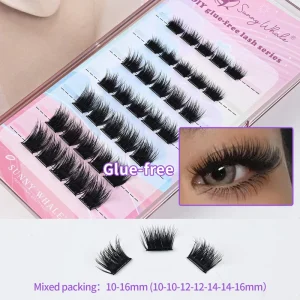7 Rows Pre-Bonded Press-On Handmade Synthetic Hair Mega Volume Cluster Lashes Eyelash Extensions Multi-Row Fans Mixed