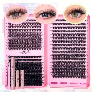 740 Clusters Cluster Lashes Private Label Customizable 3D Fluffy DIY Eyelash Extension Kit 9 18mm Wispy Individual Lash Cluster