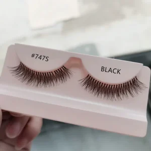 747 Silk Lashes 100% Faux Mink Corner Lashes Handmade 3D 14mm Strip Lashes