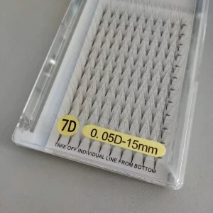 7D 0.05mm Pointy Stem Silk Eyelashes Black Cotton Strip Thin Base Premade Fans Eyelash Extensions