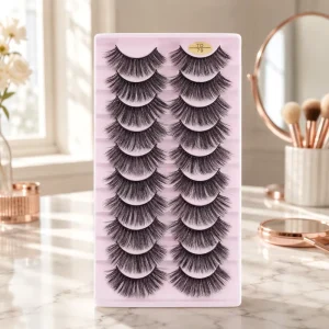 7D Faux Mink Volume Lashes Cat Eye Wispy False Eyelashes 10 Pairs Tray