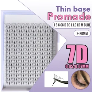 7D 尖头纤细尖端 热粘合体积 预制风扇睫毛 常规大托盘 Promade 风扇睫毛延伸
