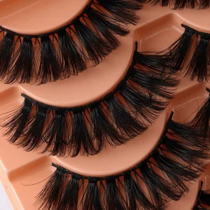 7D Russian Style Real Mink Lashes Handmade Synthetic Hair False Eyelash Box Natural D Curl Mink Lashes Full Strip Eyelashes
