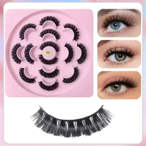 7Pairs Handmade 120D 16 10 Row Strip Lashes Mink Natural Individual Cluster DIY D Roll False Eyelashes