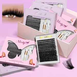 8 16mm C CC D DD Curl Cluster Lashes Faux Mink Fluffy Cat Eye Waterproof Reusable Thin Band DIY Makeup