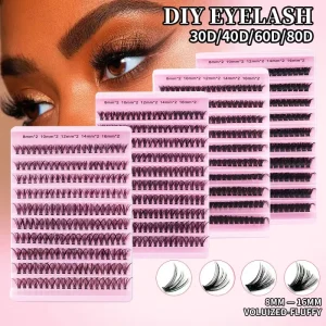 8-16mm Mixed Length DIY Individual Cluster False Eyelashes Reusable Faux Mink Self Grafting Lashes Multipack