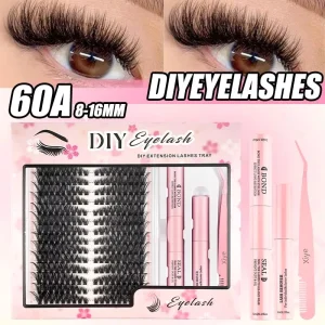 8-16mm Soft Natural Handmade Cluster Lashes Private Label Kit Tray