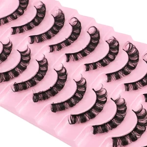 8 20mm Russian Style Strip Lashes d Curl Mink False Eyelash 100% Handmade Custom logo Deep Curl Russian Strip Lashes 10 Pairs