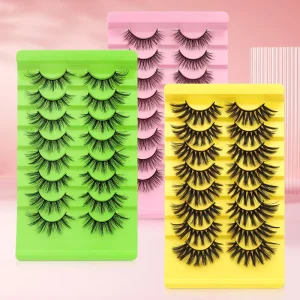 8 Pairs Natural Dense False Eyelashes Full Strip Wispy Eye Lashes Reusable Custom Logo Bulk Makeup Lashes
