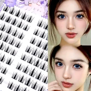 8 Rows No Glue Bunny Style Lash Clusters Self Adhesive Natural Fluffy Press on Eyelashes for Beginners