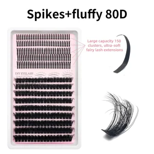 80 100D Synthetic Hair Spikes for Fairy Lash Clusters 150pcs Thick Style Ultra Soft DIY Individual Segment Cluster Lashes